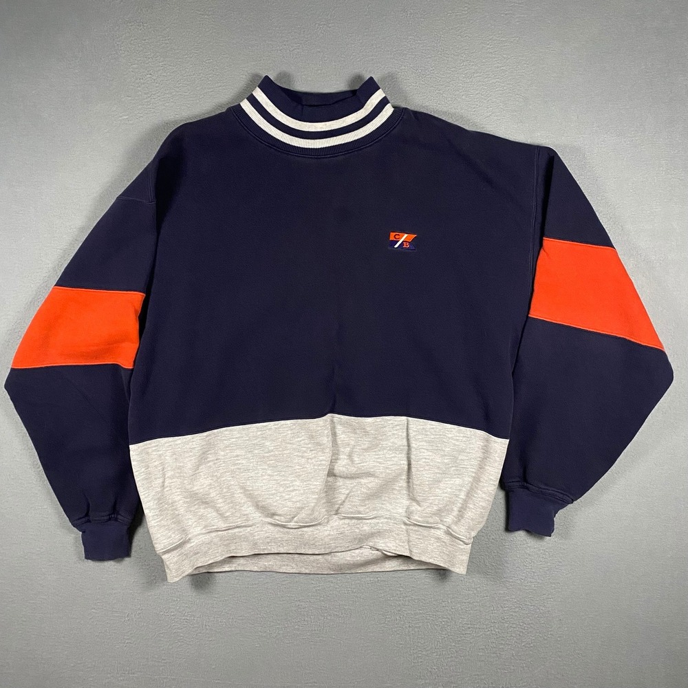 Cutter & Buck Sweatshirt Mens Large Navy Blue Vintage 90s Colorblock Made USA